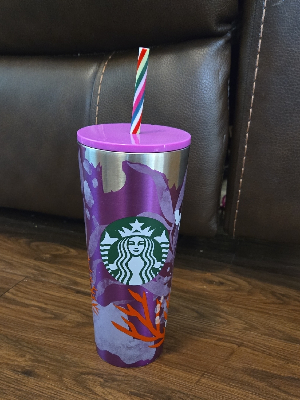 Starbucks Summer 2021 Purple Coral Reef Stainless Steel Venti Tumbler